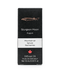 Black box of Sturgeon Moon diffuser oil with branding and product details on a white background