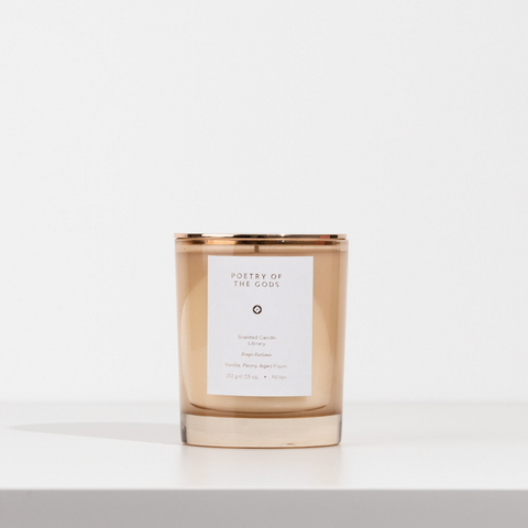 Candle with a label on a white background