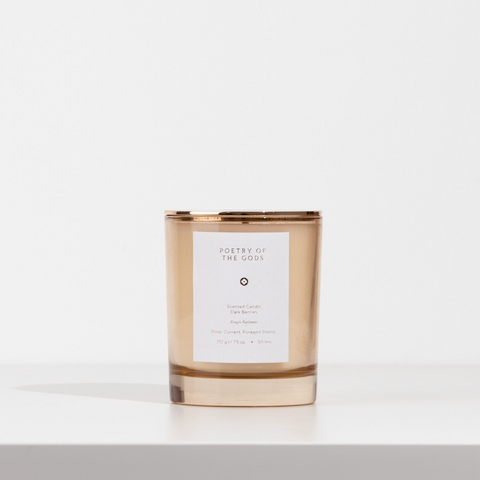 Candle with a label on a white background