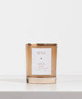 Candle with a label on a white background