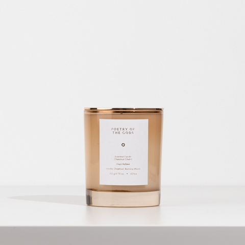 Candle with a label on a white background