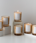 Set of candles with labels on a neutral background