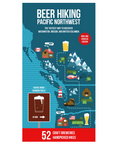 Map of the Pacific Northwest with beer-themed icons and text about beer hiking.