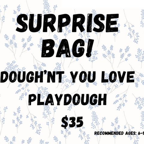 Promotional text for a playdough product with a floral background