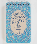 Notebook with 'Angry Woman Essays' design on a white background