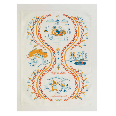 Decorative towel with cartoon design on a website page