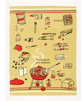 Product page with a graphic design of a grill and text on a beige background, displayed on a website.