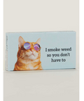 Product packaging with a cat illustration and text on a website page