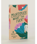 Gum package with 'Menopause, What the F***?' text on a website page