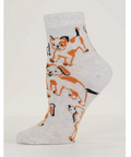 Gray sock with dog pattern on a product page