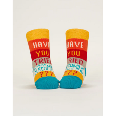 Colorful socks with text on a product page