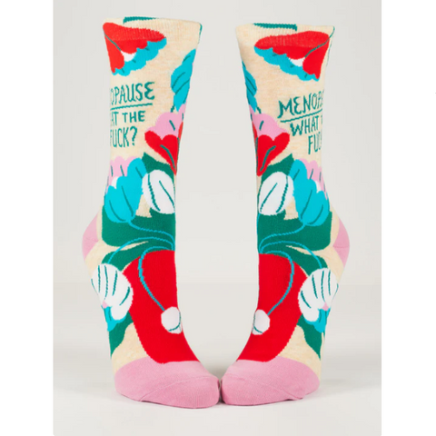 Colorful socks with text and graphics on a white background, displayed on an e-commerce website.