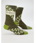 Green and white patterned socks with 'Sir Snores A Lot' branding on a product page.