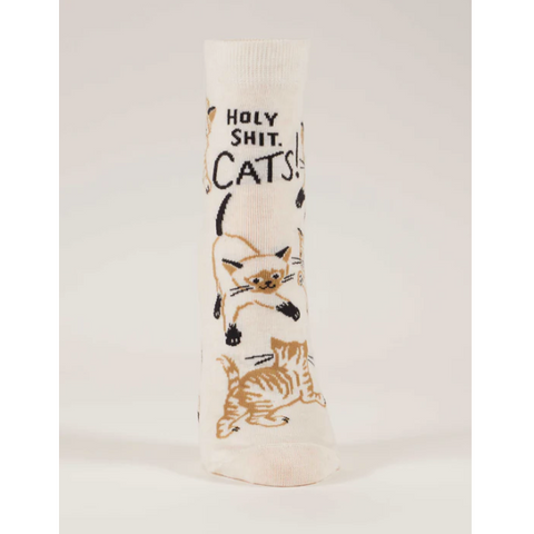Cat-themed sock with text on a white background, displayed on an e-commerce platform.