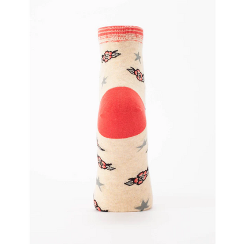 Sock with butterfly design on a white background