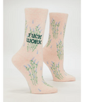 Pair of socks with 'Fuck Work' text on a product page