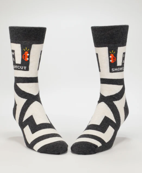 I Know a Shortcut Mens Crew Socks | Blue Q
