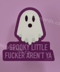 Ghost graphic with text on a purple background, likely from a product listing.