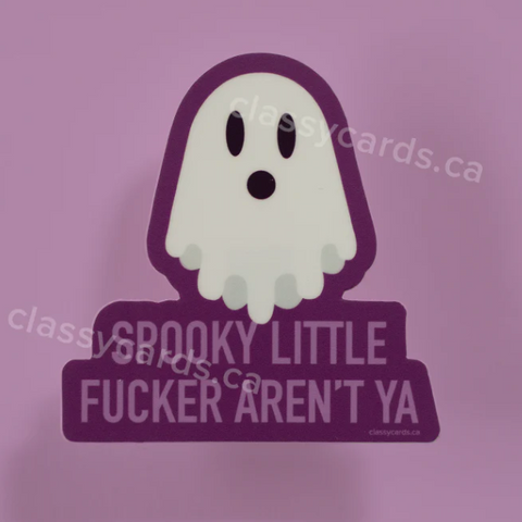 Ghost graphic with text on a purple background, likely from a product listing.