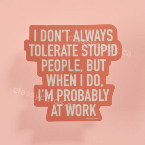 Pink tote bag with humorous text design on a white background