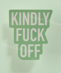 Mint green t-shirt with white text on a light green background