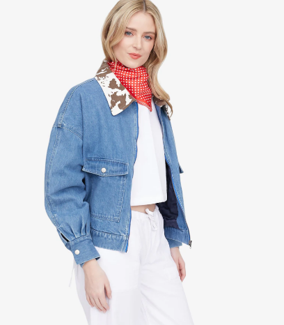 Boxy Denim Jacket | Vintage Blue w/ Cow