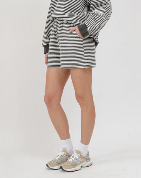 Striped Little Sister Short | Cream w/ Black