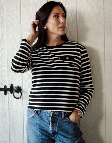 Striped French Shirt | Cream w/ Black