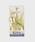 Gold bunny chocolate bar with packaging on a white background