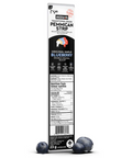 Permican strip packaging with blueberries on a white background