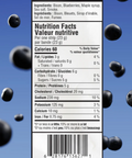 Nutrition facts label with blueberries on a blue background