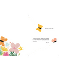 Illustrations of butterflies and flowers on a white background with text.