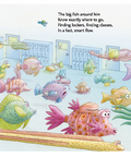 Illustration of colorful fish in a school setting with text above.