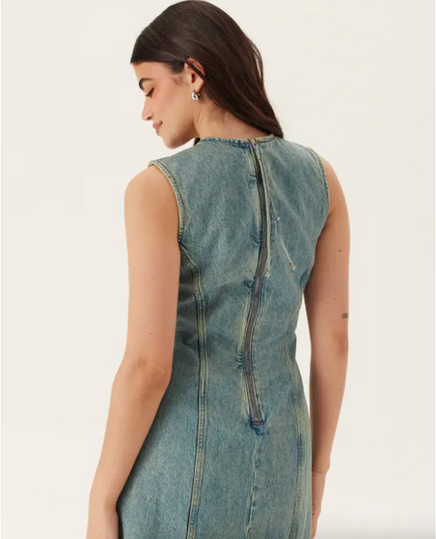 Calista Dress | Stream Sky Aged