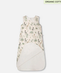 Baby sleeping bag with animal print on a white background