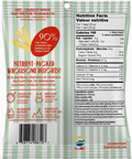 Back of a snack package with nutritional information and branding details.
