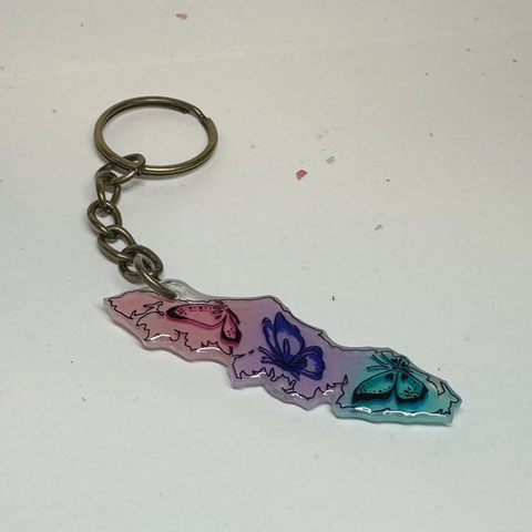 Keychain with a colorful design on a white background