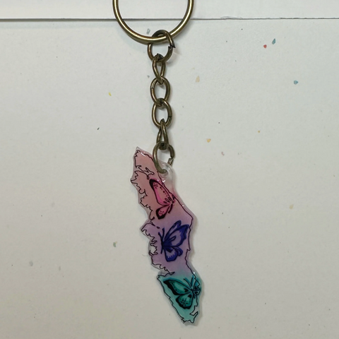 Keychain with a colorful design on a white background