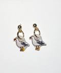 Pair of bird-shaped earrings on a white background