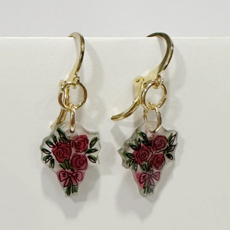 Handmade Wild Sketch Gold Earrings | Rose Bouquets