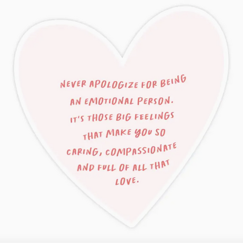 Heart-shaped card with inspirational quote on a white background