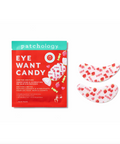 Patchology 'Eye Want Candy' eye patch packaging with two patches on a white background