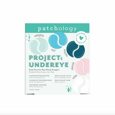 Patchology Project: Undereye eye patch sampler packaging on a white background