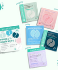 Collection of Patchology eye gel packages on a white background