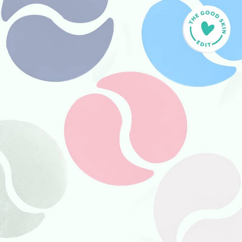Colorful abstract shapes on a white background with 'The Good Skin Edit' logo.