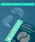 Patchology Flashpatch Restoring Night Eye Gels on a blue background with text 'Smooth & Firm in 5 Minutes'.