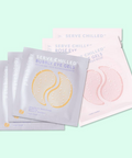 Bubbly eye gel packages on a light green background