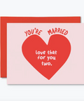Card with red heart and text on a white background
