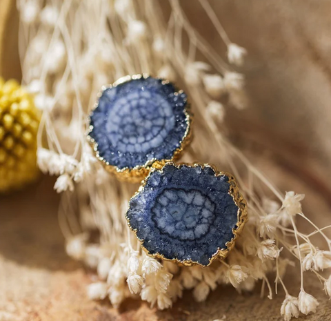 Geo Love Studs | Blue or Purple - Gold or Silver