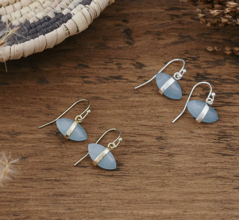 Cat Eye Earrings | Aqua or Rose Quartz - Gold or Silver